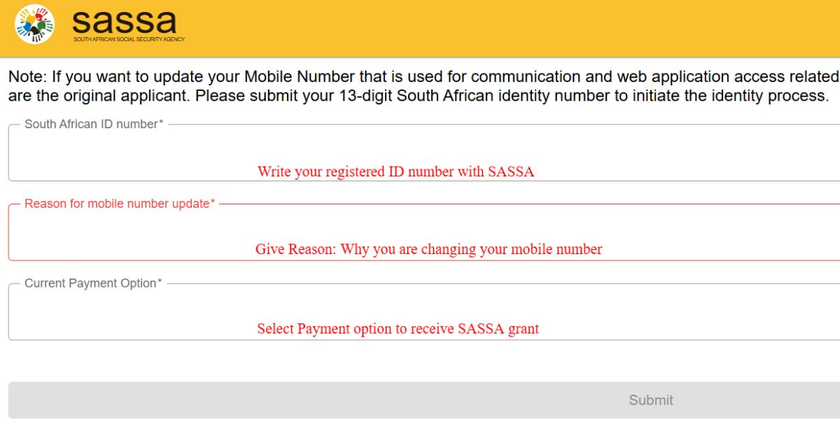 SASSA Change Phone Number - Update SRD Mobile Number