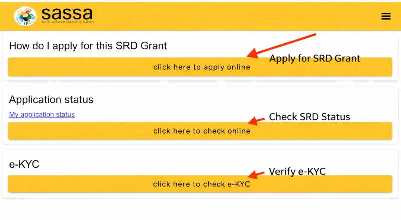 SASSA SRD application link page